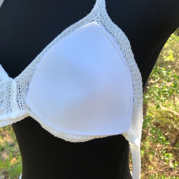 NEW White Stretch Knit Pant Crop Top Set Summer Loungewear Beach One Size XS/S - Picture 12 of 12